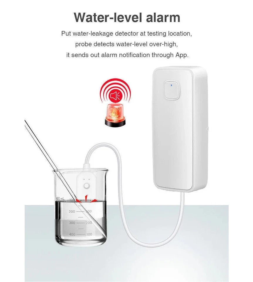 WIFI IP Vand lækage Overløbs advarsels sensor Alarm Oversvømmelses lækage detektor + TUYA APP 2 Sensors