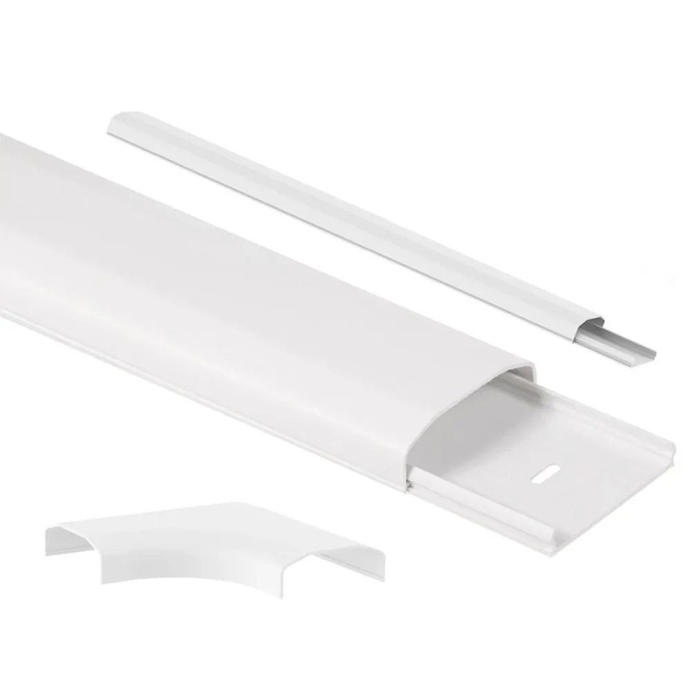 Maclean kabelskyddslist, systemplast 60x20x750mm, MC-695 W + Maclean hörnkabelskyddslist MC-697 W 127x127x21,5 mm systemplast